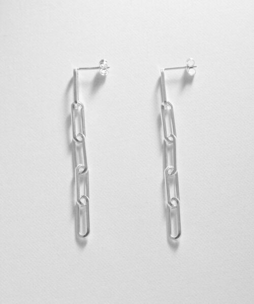 COCOSHNIK ONKITSCH / ココシュニックオンキッチュ ピアス・イヤリング | シルバー チェーンピアス フラットケーブルストレート | 詳細3