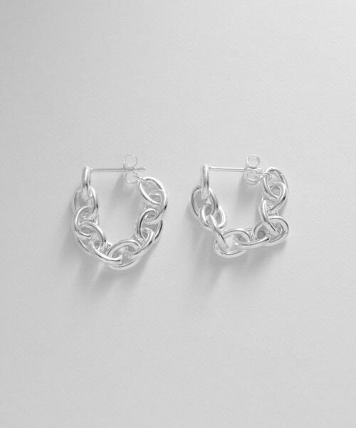COCOSHNIK ONKITSCH / ココシュニックオンキッチュ ピアス・イヤリング | シルバー チェーンピアス オーバルリンクフープ | 詳細3