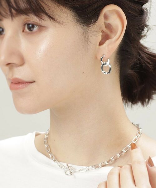 COCOSHNIK ONKITSCH / ココシュニックオンキッチュ ピアス・イヤリング | シルバー チェーンピアス カーブチェーンダブル | 詳細10
