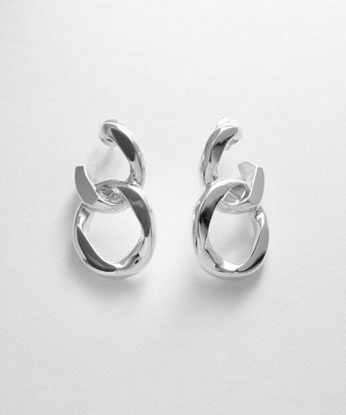 COCOSHNIK ONKITSCH / ココシュニックオンキッチュ ピアス・イヤリング | シルバー チェーンピアス カーブチェーンダブル | 詳細3
