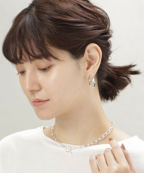 COCOSHNIK ONKITSCH / ココシュニックオンキッチュ ピアス・イヤリング | シルバー チェーンピアス カーブチェーンダブル | 詳細5