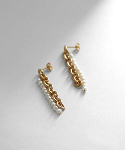 COCOSHNIK ONKITSCH / ココシュニックオンキッチュ ピアス・イヤリング | シルバー バロックパール チェーンコンビネーション スタッドピアス GP | 詳細1