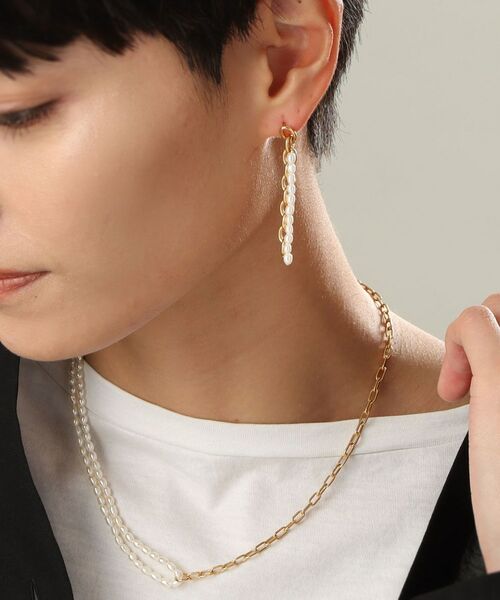 COCOSHNIK ONKITSCH / ココシュニックオンキッチュ ピアス・イヤリング | シルバー バロックパール チェーンコンビネーション スタッドピアス GP | 詳細11