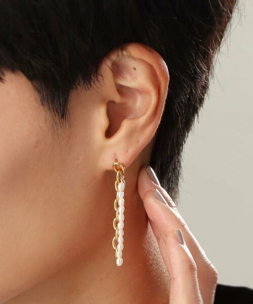 COCOSHNIK ONKITSCH / ココシュニックオンキッチュ ピアス・イヤリング | シルバー バロックパール チェーンコンビネーション スタッドピアス GP | 詳細12