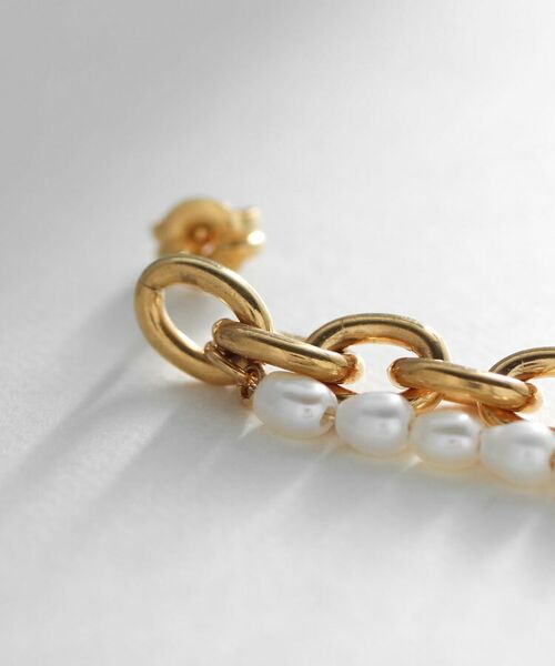 COCOSHNIK ONKITSCH / ココシュニックオンキッチュ ピアス・イヤリング | シルバー バロックパール チェーンコンビネーション スタッドピアス GP | 詳細3