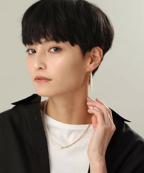 COCOSHNIK ONKITSCH / ココシュニックオンキッチュ ピアス・イヤリング | シルバー バロックパール チェーンコンビネーション スタッドピアス GP | 詳細6