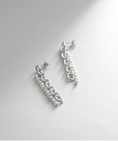 COCOSHNIK ONKITSCH / ココシュニックオンキッチュ ピアス・イヤリング | シルバー バロックパール チェーンコンビネーション スタッドピアス