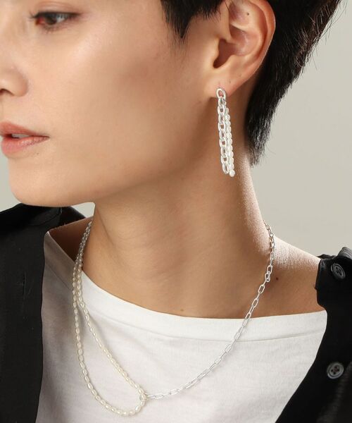 COCOSHNIK ONKITSCH / ココシュニックオンキッチュ ピアス・イヤリング | シルバー バロックパール チェーンコンビネーション スタッドピアス | 詳細11