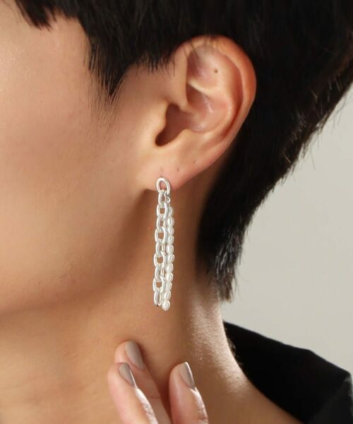 COCOSHNIK ONKITSCH / ココシュニックオンキッチュ ピアス・イヤリング | シルバー バロックパール チェーンコンビネーション スタッドピアス | 詳細12