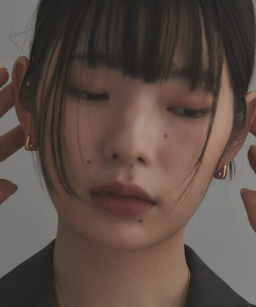 COCOSHNIK ONKITSCH / ココシュニックオンキッチュ ピアス・イヤリング | シルバー ハギーフープ スクエアピアス GP | 詳細6