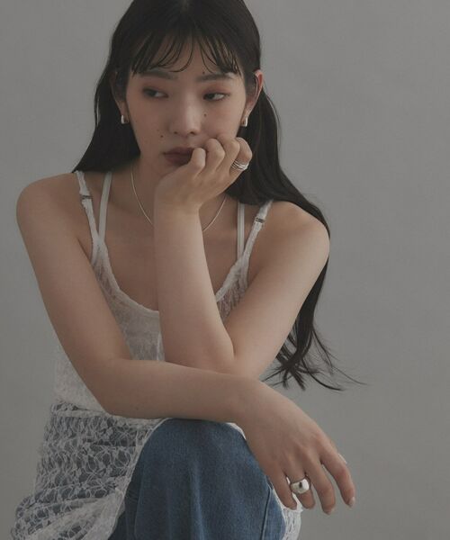 COCOSHNIK ONKITSCH / ココシュニックオンキッチュ ピアス・イヤリング | シルバー ハギーフープ スクエアピアス | 詳細5