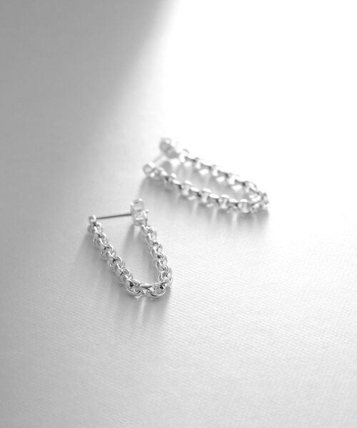 COCOSHNIK ONKITSCH / ココシュニックオンキッチュ ピアス・イヤリング | シルバー ドームチェーン フープピアス（シルバー(600)）