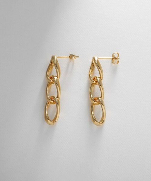 COCOSHNIK ONKITSCH / ココシュニックオンキッチュ ピアス・イヤリング | シルバー カーブチェーン ストレートピアス GP | 詳細3