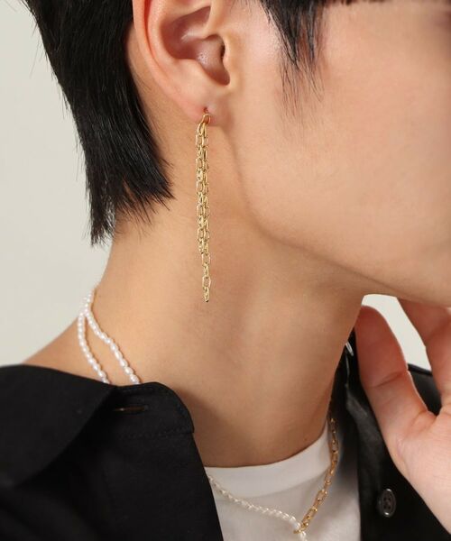 COCOSHNIK ONKITSCH / ココシュニックオンキッチュ ピアス・イヤリング | シルバー ニュアンスチェーン ダブルストレートピアス GP | 詳細10