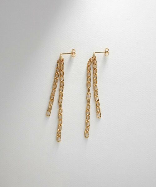 COCOSHNIK ONKITSCH / ココシュニックオンキッチュ ピアス・イヤリング | シルバー ニュアンスチェーン ダブルストレートピアス GP | 詳細3