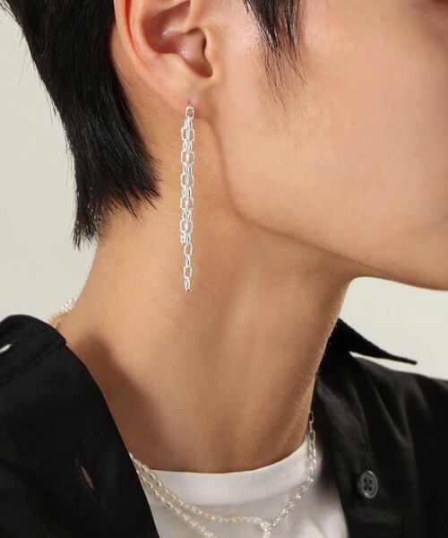 COCOSHNIK ONKITSCH / ココシュニックオンキッチュ ピアス・イヤリング | シルバー ニュアンスチェーン ダブルストレートピアス | 詳細10