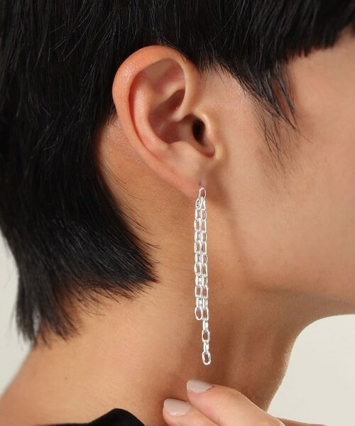 COCOSHNIK ONKITSCH / ココシュニックオンキッチュ ピアス・イヤリング | シルバー ニュアンスチェーン ダブルストレートピアス | 詳細11