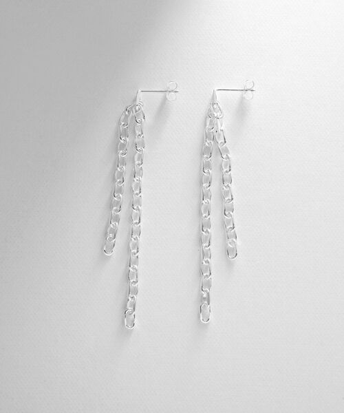 COCOSHNIK ONKITSCH / ココシュニックオンキッチュ ピアス・イヤリング | シルバー ニュアンスチェーン ダブルストレートピアス | 詳細3