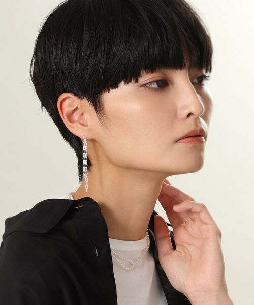 COCOSHNIK ONKITSCH / ココシュニックオンキッチュ ピアス・イヤリング | シルバー ニュアンスチェーン ダブルストレートピアス | 詳細5