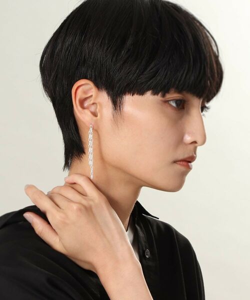 COCOSHNIK ONKITSCH / ココシュニックオンキッチュ ピアス・イヤリング | シルバー ニュアンスチェーン ダブルストレートピアス | 詳細8