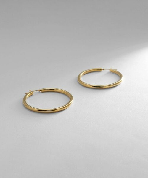 COCOSHNIK ONKITSCH / ココシュニックオンキッチュ ピアス・イヤリング | シルバー ホロウ フープピアスL GP | 詳細1