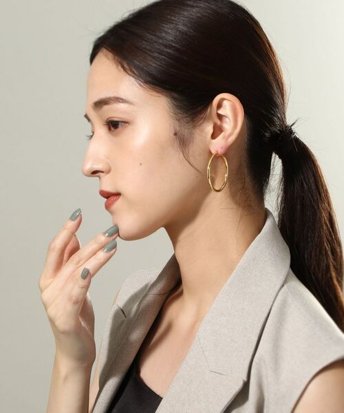 COCOSHNIK ONKITSCH / ココシュニックオンキッチュ ピアス・イヤリング | シルバー ホロウ フープピアスL GP | 詳細6