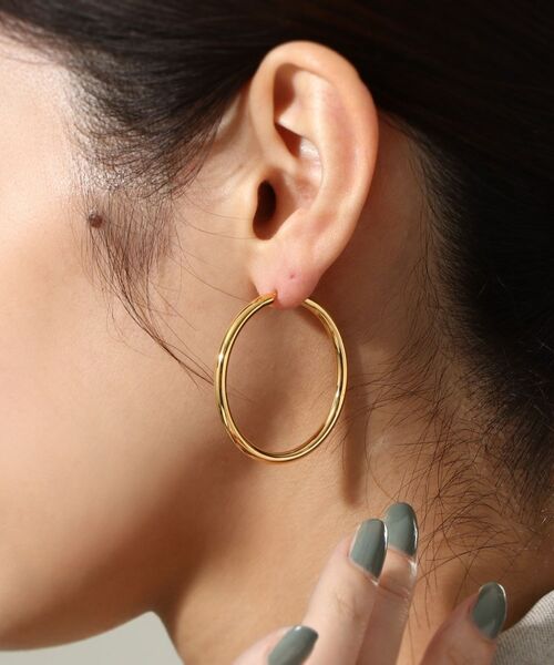 COCOSHNIK ONKITSCH / ココシュニックオンキッチュ ピアス・イヤリング | シルバー ホロウ フープピアスL GP | 詳細8