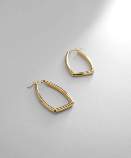 COCOSHNIK ONKITSCH / ココシュニックオンキッチュ ピアス・イヤリング | シルバー ホロウ フープレクタングルピアス GP | 詳細1