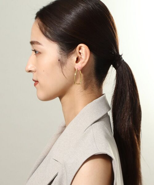 COCOSHNIK ONKITSCH / ココシュニックオンキッチュ ピアス・イヤリング | シルバー ホロウ フープレクタングルピアス GP | 詳細7