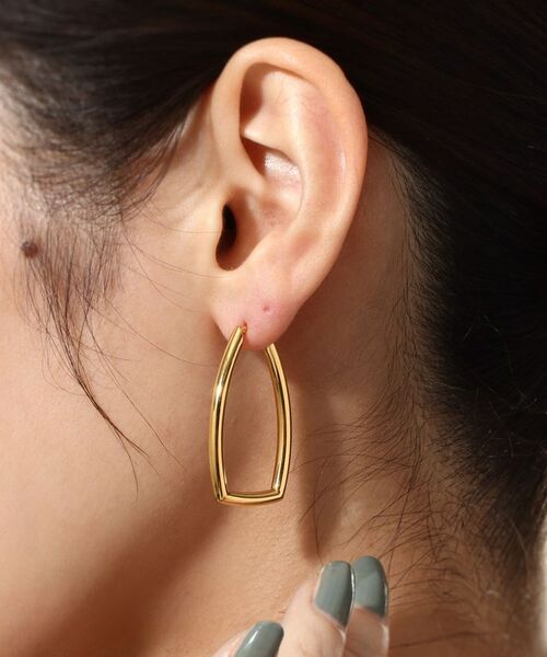 COCOSHNIK ONKITSCH / ココシュニックオンキッチュ ピアス・イヤリング | シルバー ホロウ フープレクタングルピアス GP | 詳細8