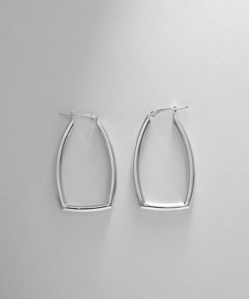 COCOSHNIK ONKITSCH / ココシュニックオンキッチュ ピアス・イヤリング | シルバー ホロウ フープレクタングルピアス | 詳細3