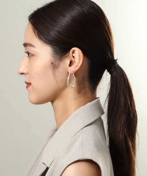 COCOSHNIK ONKITSCH / ココシュニックオンキッチュ ピアス・イヤリング | シルバー ホロウ フープレクタングルピアス | 詳細7