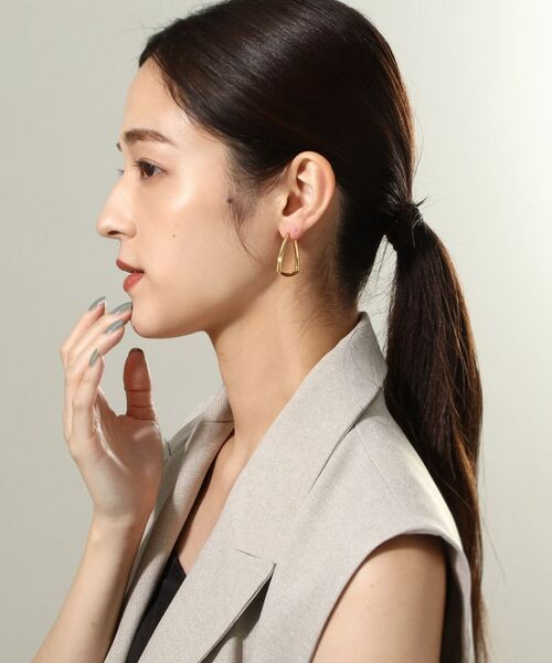 COCOSHNIK ONKITSCH / ココシュニックオンキッチュ ピアス・イヤリング | シルバー ホロウ フープトライアングルピアス GP | 詳細6