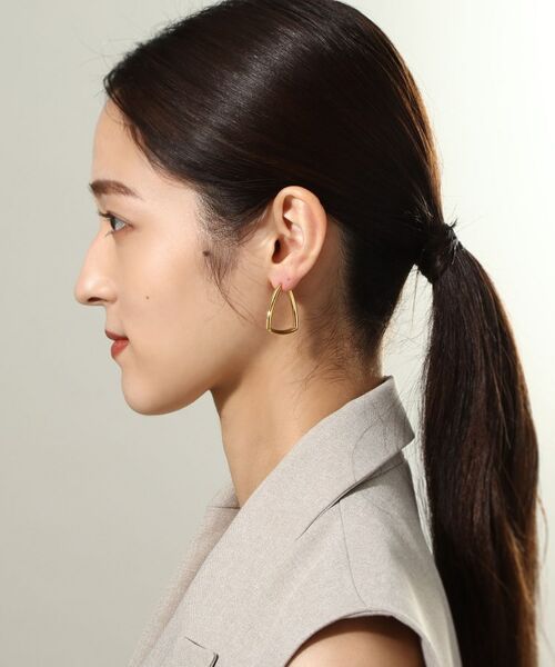 COCOSHNIK ONKITSCH / ココシュニックオンキッチュ ピアス・イヤリング | シルバー ホロウ フープトライアングルピアス GP | 詳細7