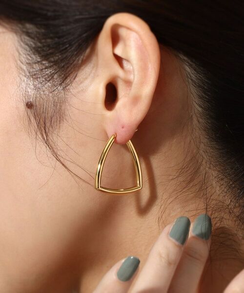 COCOSHNIK ONKITSCH / ココシュニックオンキッチュ ピアス・イヤリング | シルバー ホロウ フープトライアングルピアス GP | 詳細8