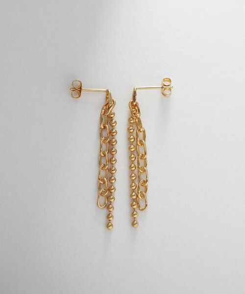 COCOSHNIK ONKITSCH / ココシュニックオンキッチュ ピアス・イヤリング | シルバー コンビネーションチェーン ニュアンスボールピアス GP | 詳細3