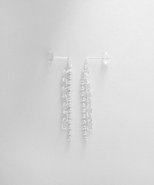 COCOSHNIK ONKITSCH / ココシュニックオンキッチュ ピアス・イヤリング | シルバー コンビネーションチェーン ニュアンスボールピアス | 詳細3