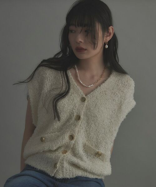 COCOSHNIK ONKITSCH / ココシュニックオンキッチュ ピアス・イヤリング | シルバー バロックパール チェーンリンク ショートピアス GP | 詳細5