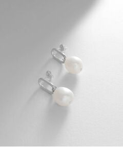 COCOSHNIK ONKITSCH / ココシュニックオンキッチュ ピアス・イヤリング | シルバー バロックパール チェーンリンク ショートピアス