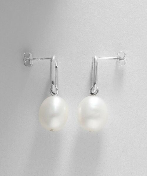 COCOSHNIK ONKITSCH / ココシュニックオンキッチュ ピアス・イヤリング | シルバー バロックパール チェーンリンク ショートピアス | 詳細3