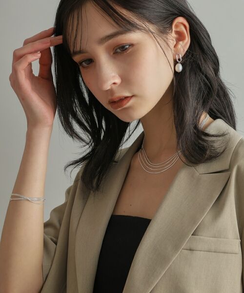 COCOSHNIK ONKITSCH / ココシュニックオンキッチュ ピアス・イヤリング | シルバー バロックパール チェーンリンク ショートピアス | 詳細5