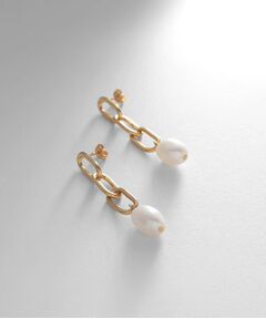 COCOSHNIK ONKITSCH / ココシュニックオンキッチュ ピアス・イヤリング | シルバー バロックパール チェーンリンク ロングピアス GP