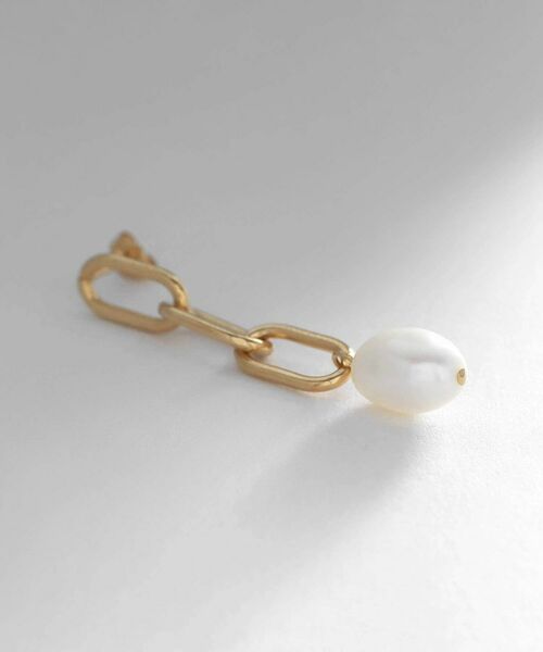 COCOSHNIK ONKITSCH / ココシュニックオンキッチュ ピアス・イヤリング | シルバー バロックパール チェーンリンク ロングピアス GP | 詳細2