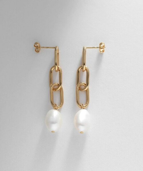 COCOSHNIK ONKITSCH / ココシュニックオンキッチュ ピアス・イヤリング | シルバー バロックパール チェーンリンク ロングピアス GP | 詳細3