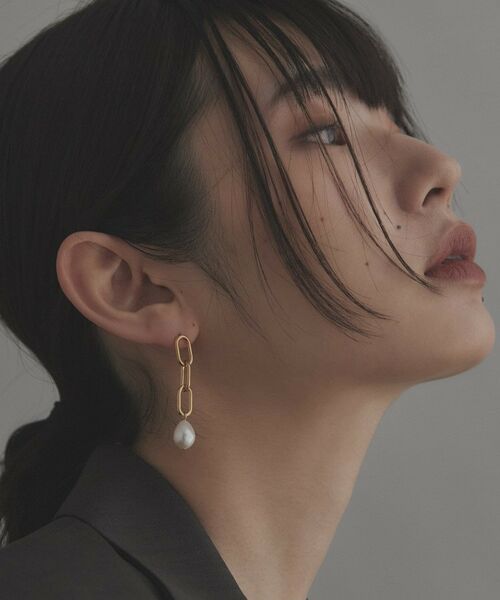 COCOSHNIK ONKITSCH / ココシュニックオンキッチュ ピアス・イヤリング | シルバー バロックパール チェーンリンク ロングピアス GP | 詳細6