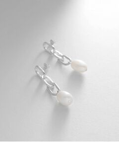 COCOSHNIK ONKITSCH / ココシュニックオンキッチュ ピアス・イヤリング | シルバー バロックパール チェーンリンク ロングピアス