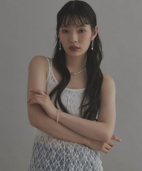 COCOSHNIK ONKITSCH / ココシュニックオンキッチュ ピアス・イヤリング | シルバー バロックパール チェーンリンク ロングピアス | 詳細5