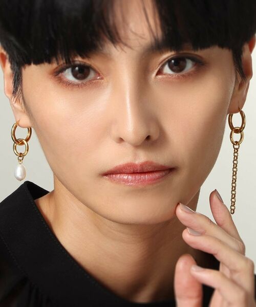 COCOSHNIK ONKITSCH / ココシュニックオンキッチュ ピアス・イヤリング | シルバー フープピアス チェーンチャーム GP | 詳細11