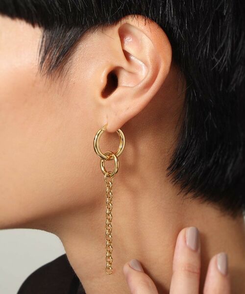 COCOSHNIK ONKITSCH / ココシュニックオンキッチュ ピアス・イヤリング | シルバー フープピアス チェーンチャーム GP | 詳細14