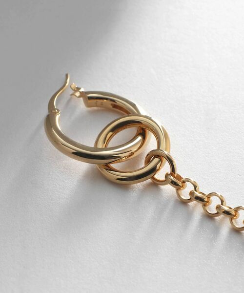 COCOSHNIK ONKITSCH / ココシュニックオンキッチュ ピアス・イヤリング | シルバー フープピアス チェーンチャーム GP | 詳細2
